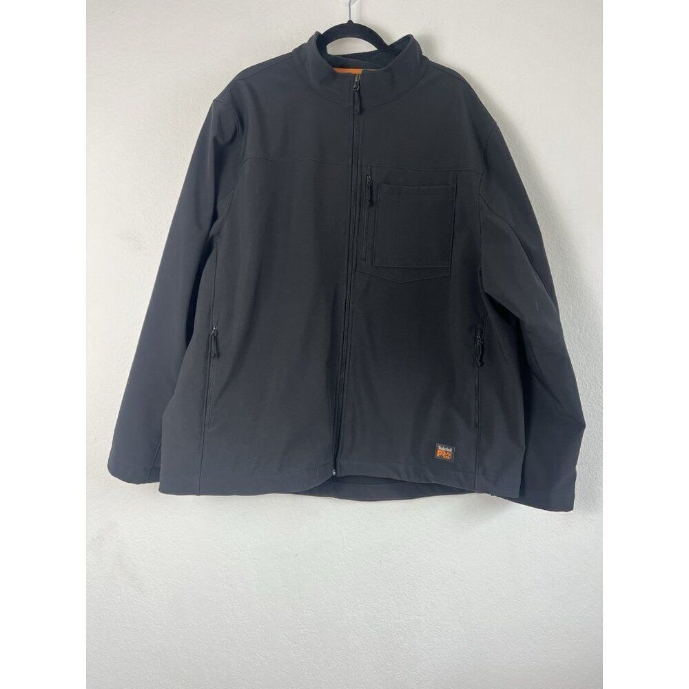 Men's Timberland PRO Power Windproof Black Orange Softshell Jacket Size XXL